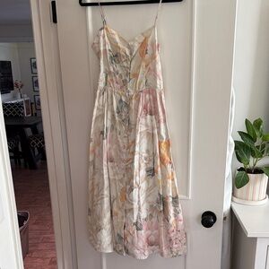 Linen Blend Midi Dress